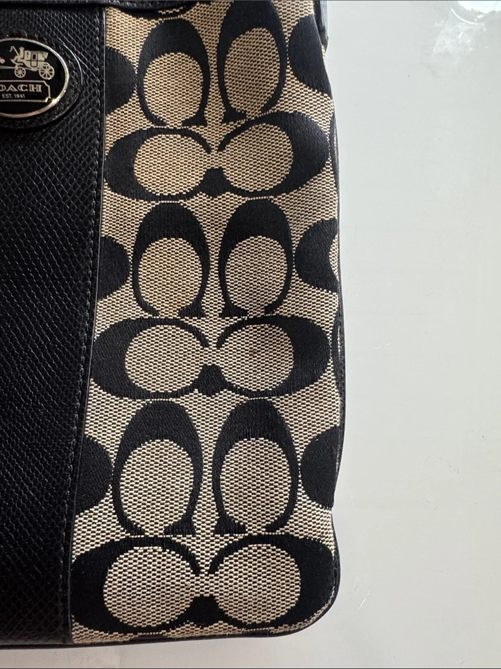 Coach Black and Tan Signature Crossbody Bag